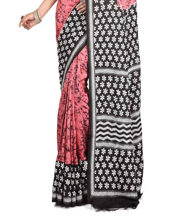 Pink exclusive bengal silk saree with hand embroidery work