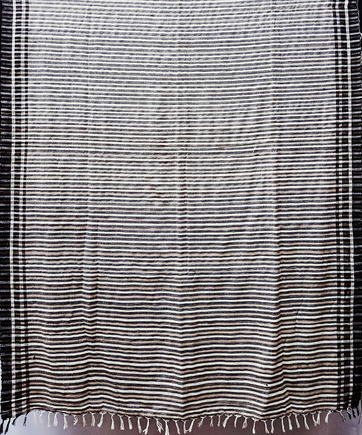 Black grey handwoven cotton silk saree