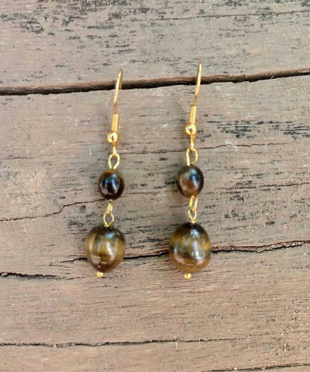handcrafted tiger eye drops earrings