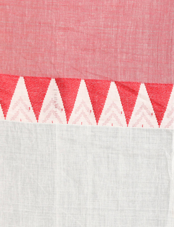 White red handspun handwoven cotton saree