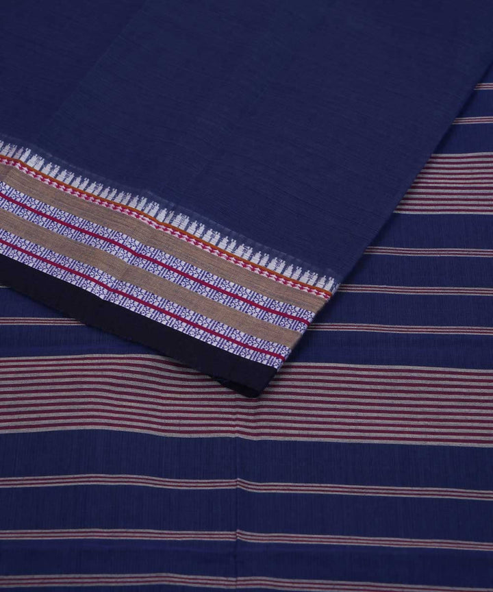 Navy blue handwoven cotton narayanpet saree