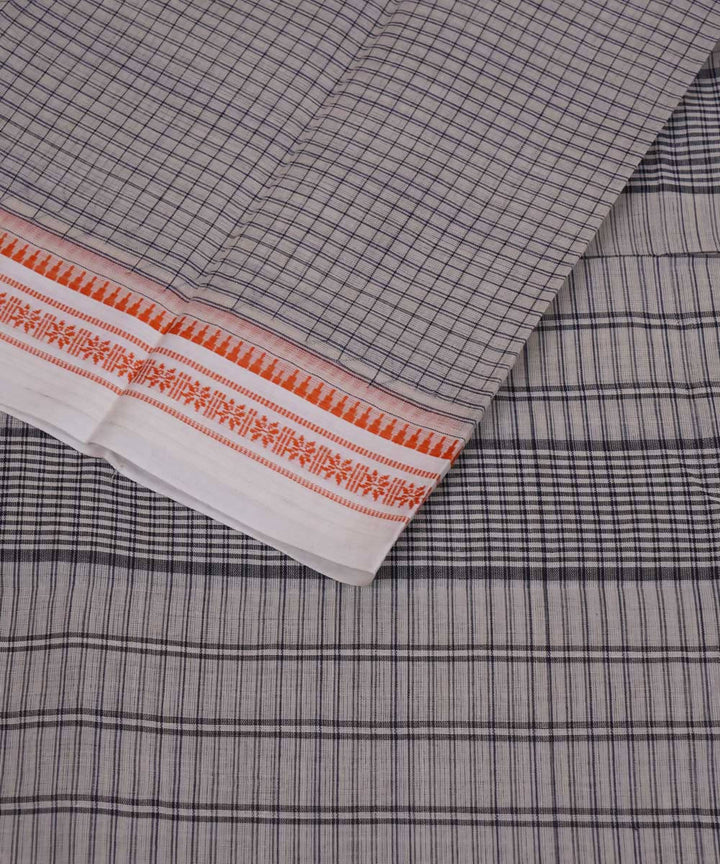 Light grey handwoven cotton narayanpet saree