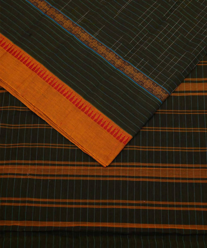 Dark forest green handwoven cotton narayanpet saree