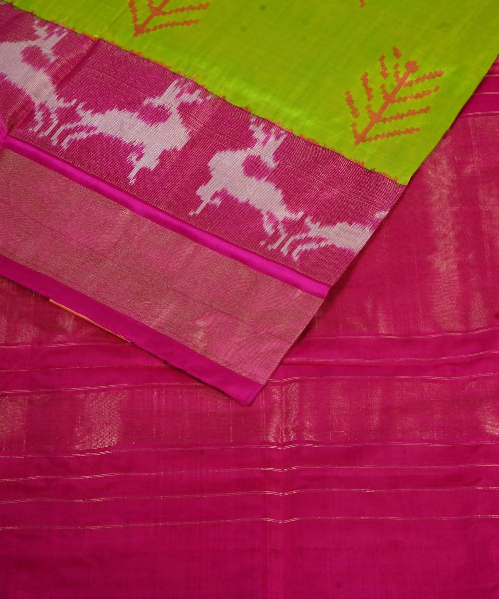 Handloom lime green silk pochampally saree