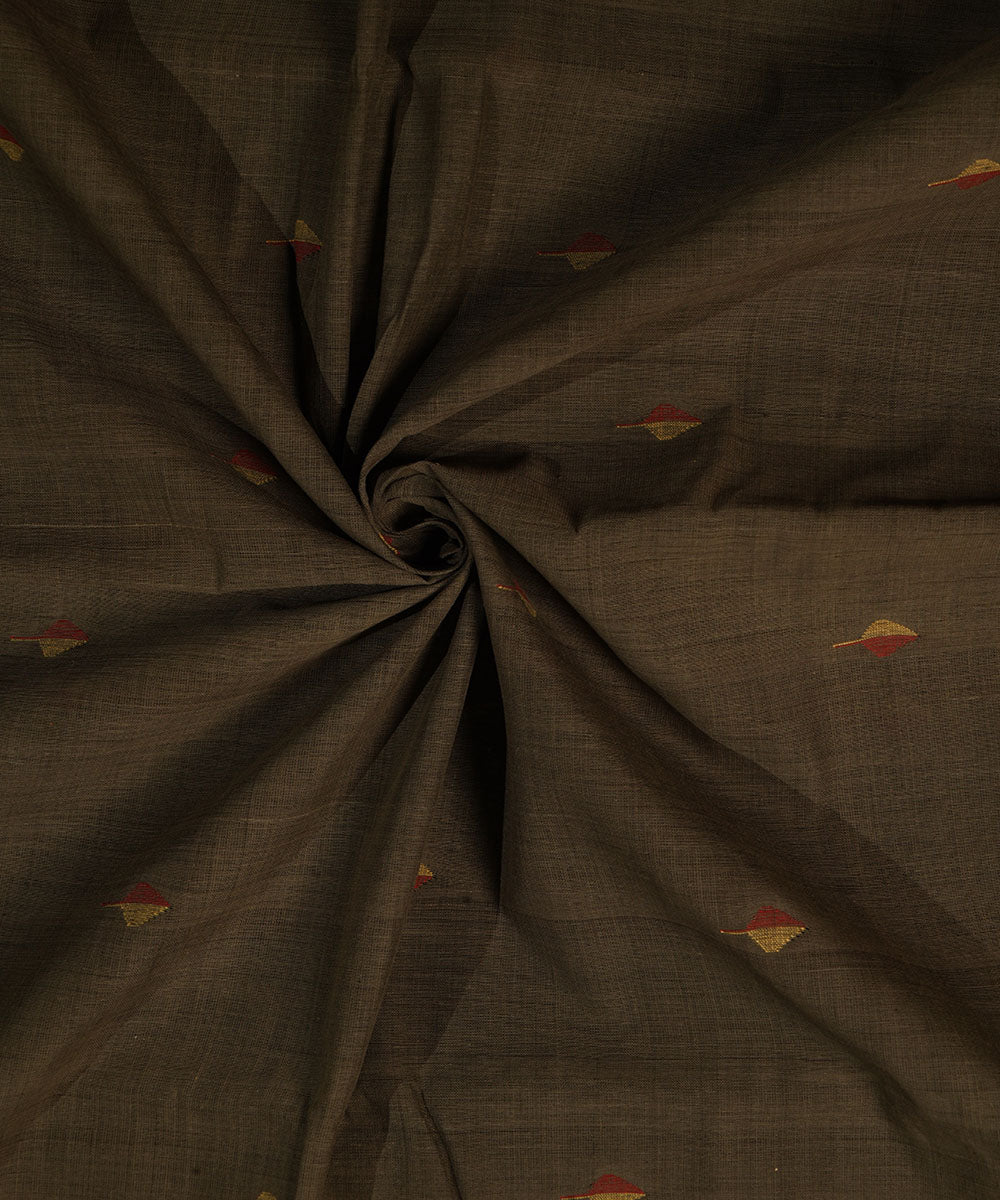 Brown - Srikakulam Jamdani Thread Buti Pure Handloom Cotton Fabric