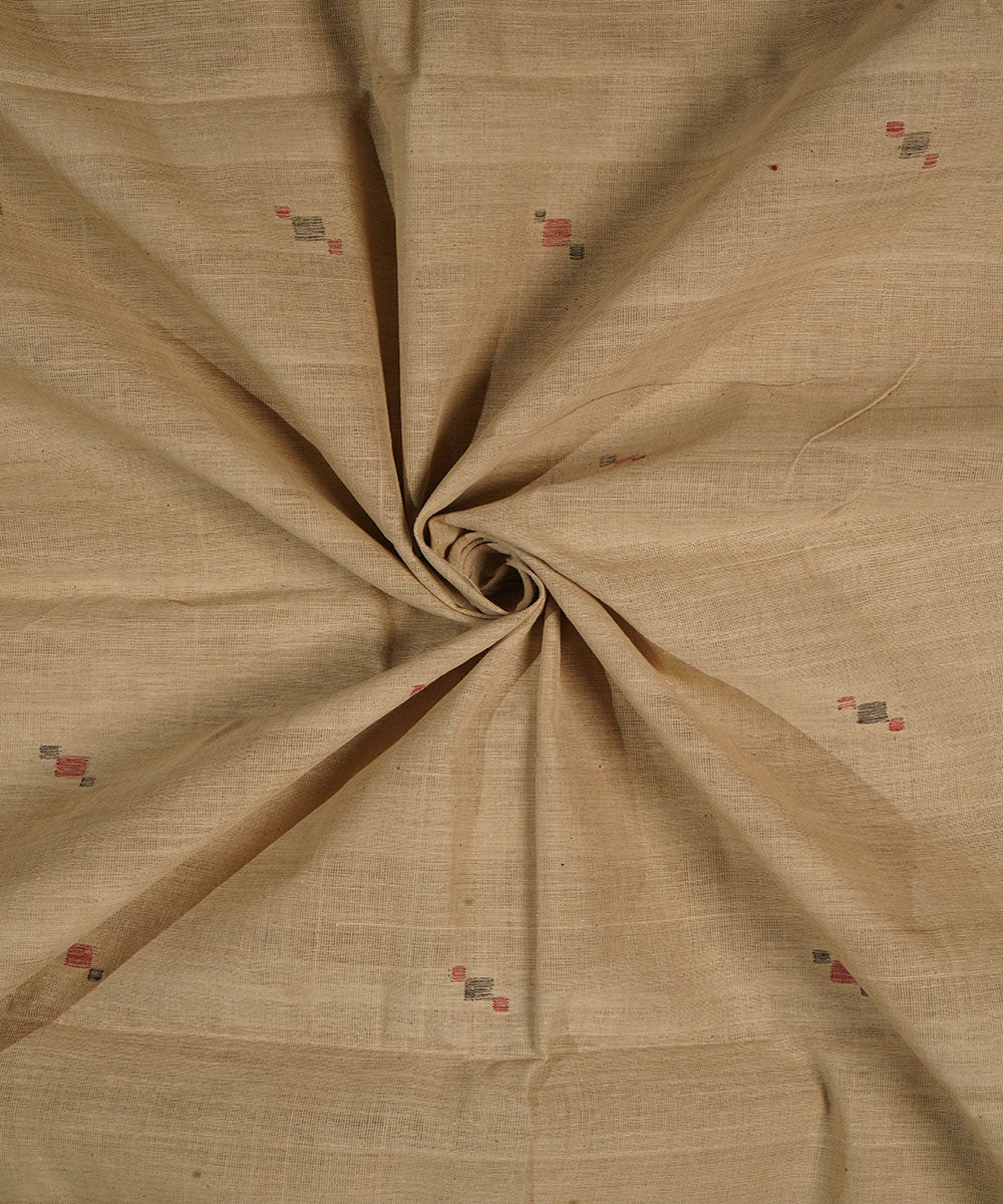 Yellow - Srikakulam Jamdani Buti Pure Handloom Cotton Fabric