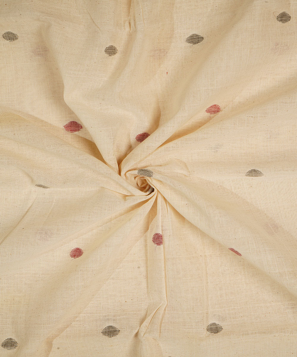 Grey - Srikakulam Jamdani Buti Pure Handloom Cotton Fabric