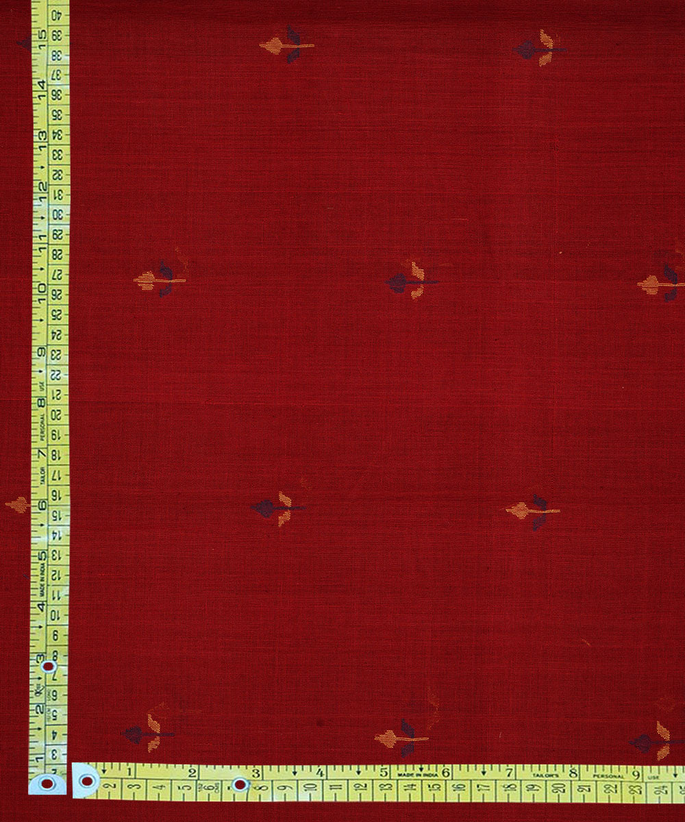 Red handspun handwoven cotton srikakulam jamdani fabric