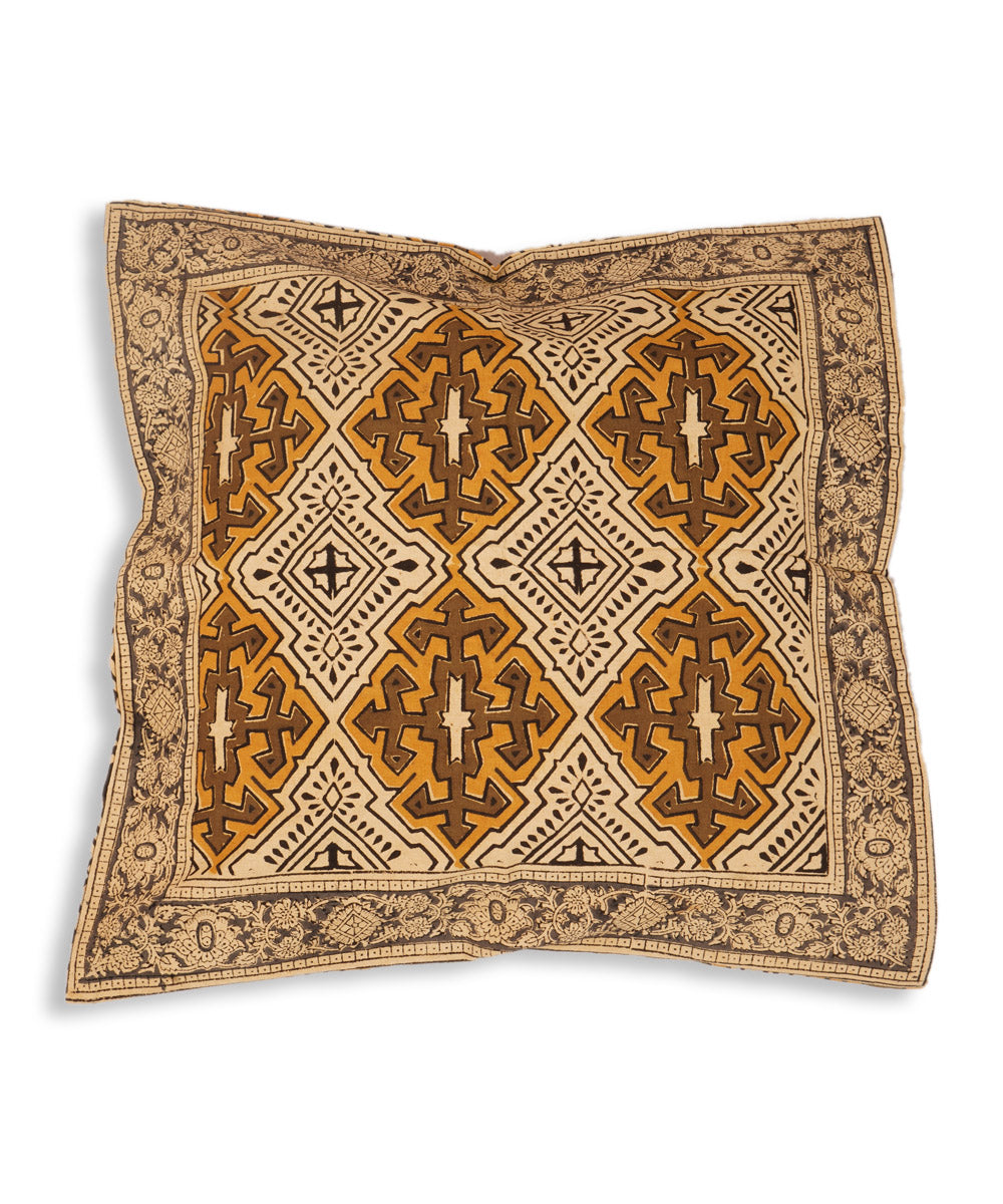 Multi colour cotton hand block print kalamkari cushion cover