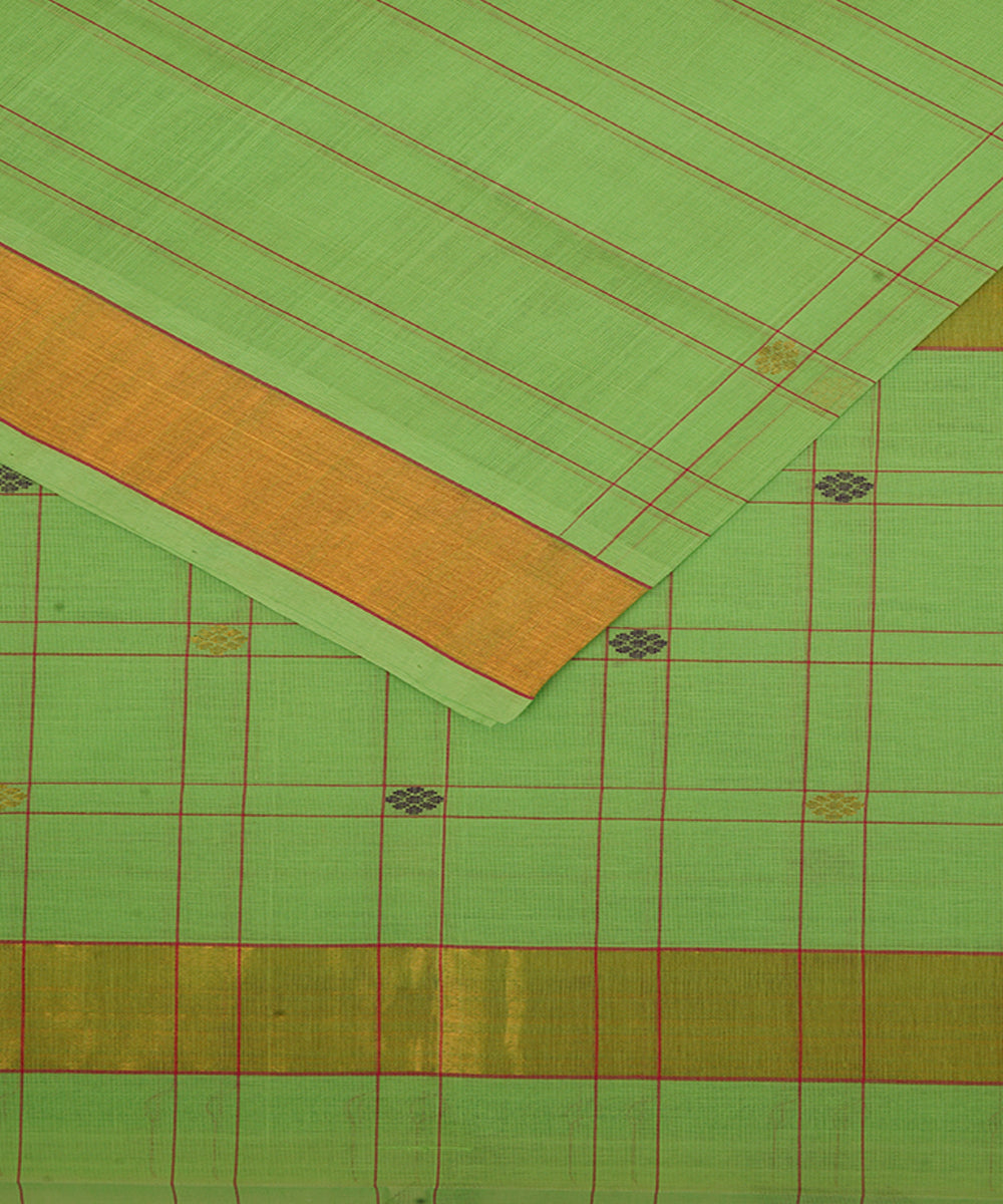 Pale green cotton handwoven venkatagiri saree