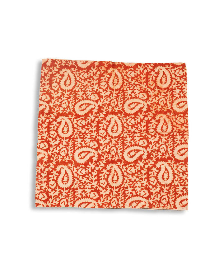 Antique red cotton hand block print kalamkari cushion cover