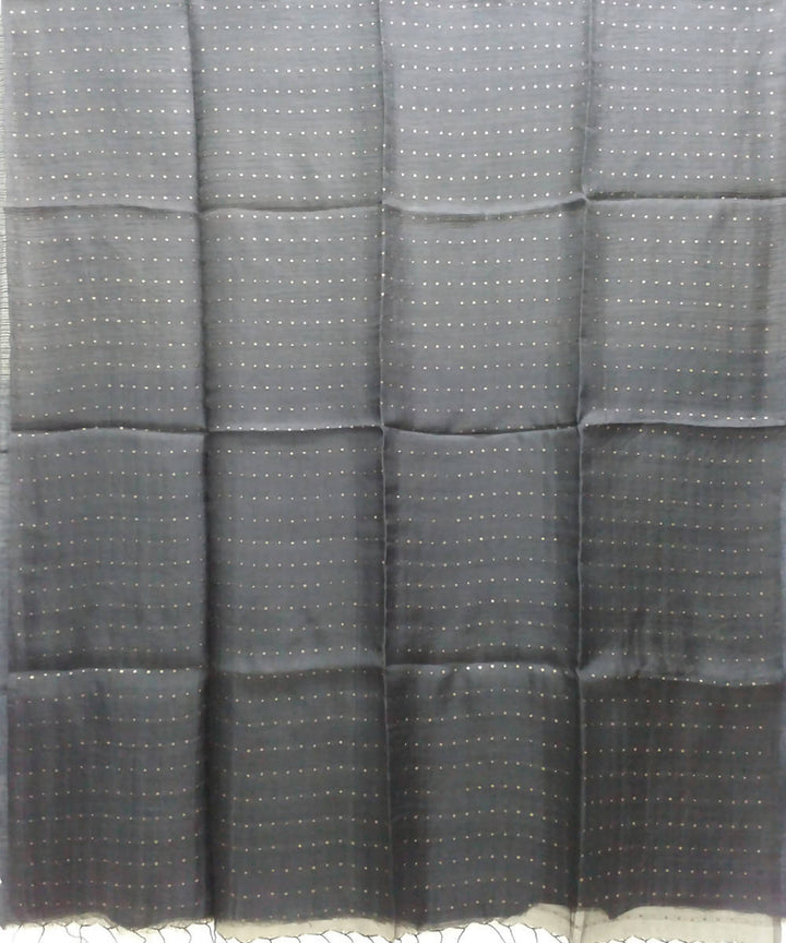 dark grey handwoven Half and half sequin resham silk Saree