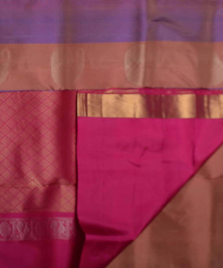 Copper With Pink Handloom Soft Silk Saree