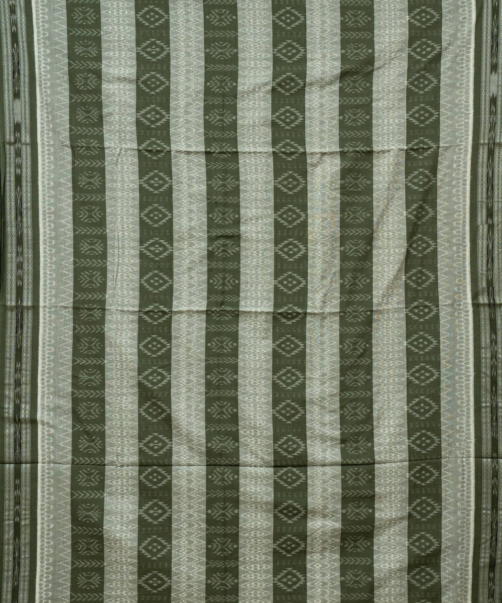 Artichoke camouflage green cotton handloom ikat nuapatna saree