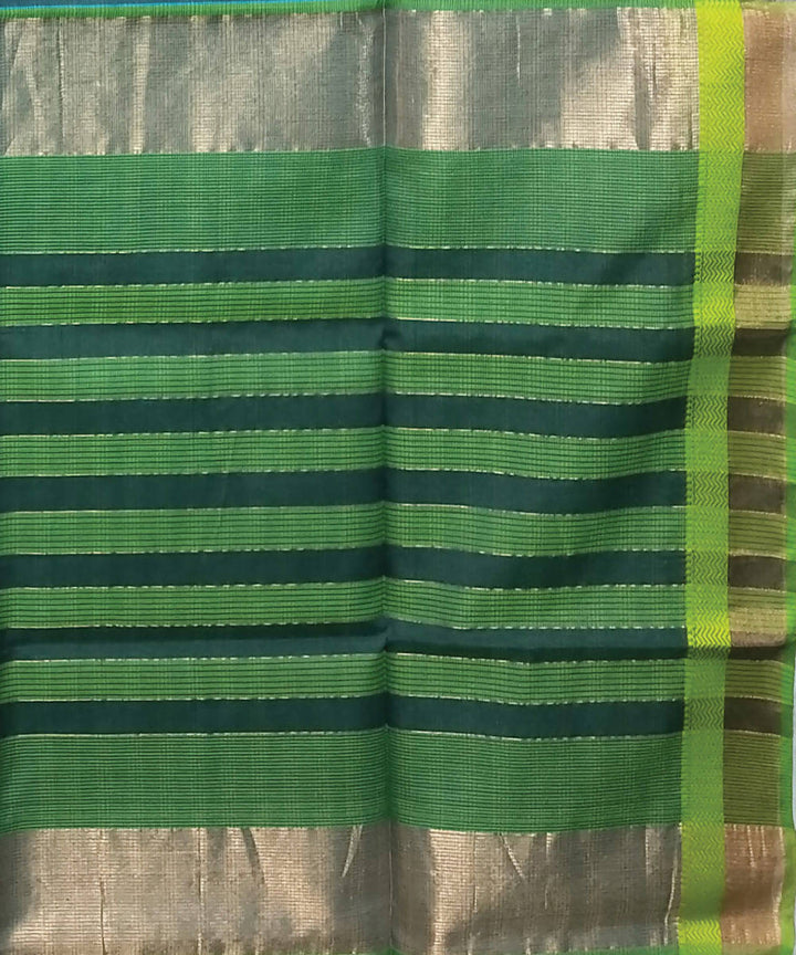 Sky blue and green handloom cotton silk maheshwari saree