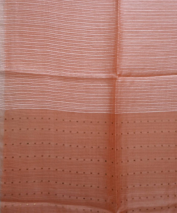bright peach handloom Half and half sequin resham silk Saree