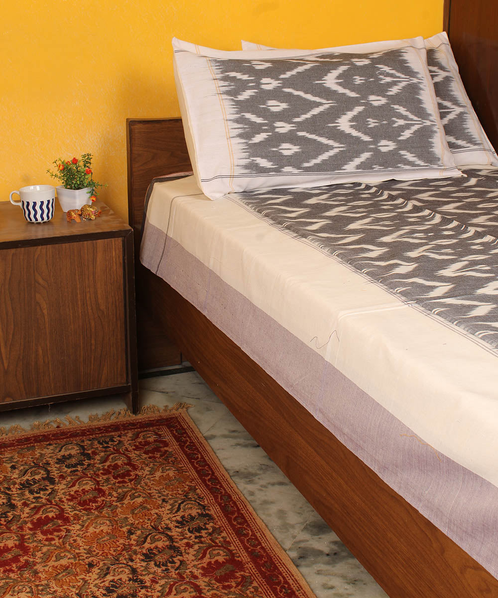 Red - Pochampally Ikat with Sanganeri Patch Cotton Bedsheet Set 15