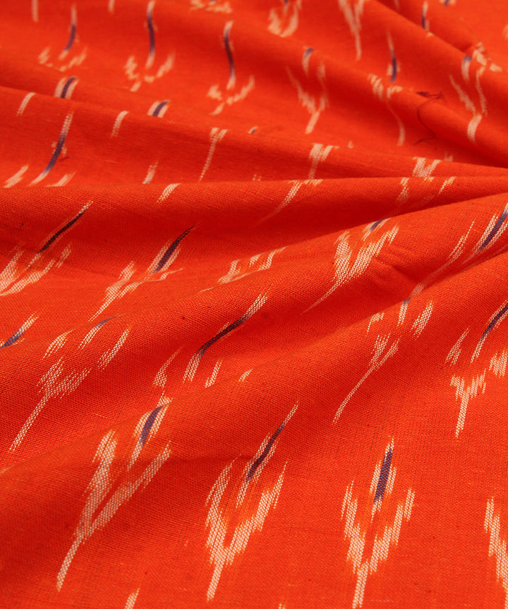 Orange handwoven cotton pochampally ikat fabric