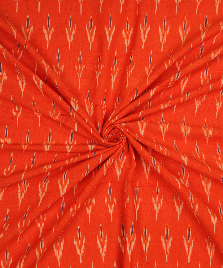 Orange handwoven cotton pochampally ikat fabric