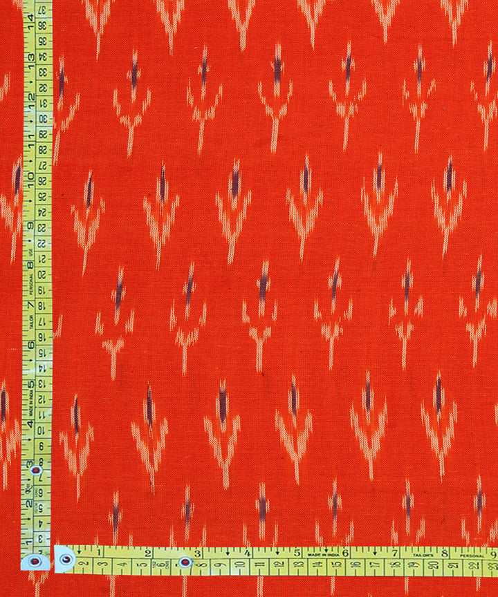 Orange handwoven cotton pochampally ikat fabric