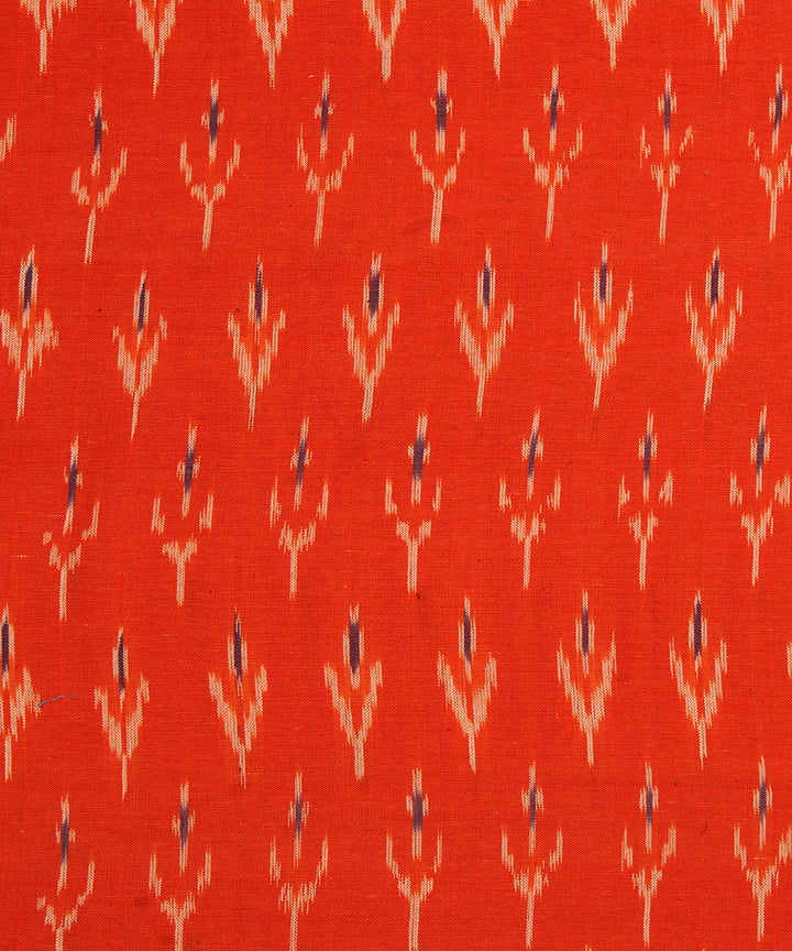 Orange handwoven cotton pochampally ikat fabric