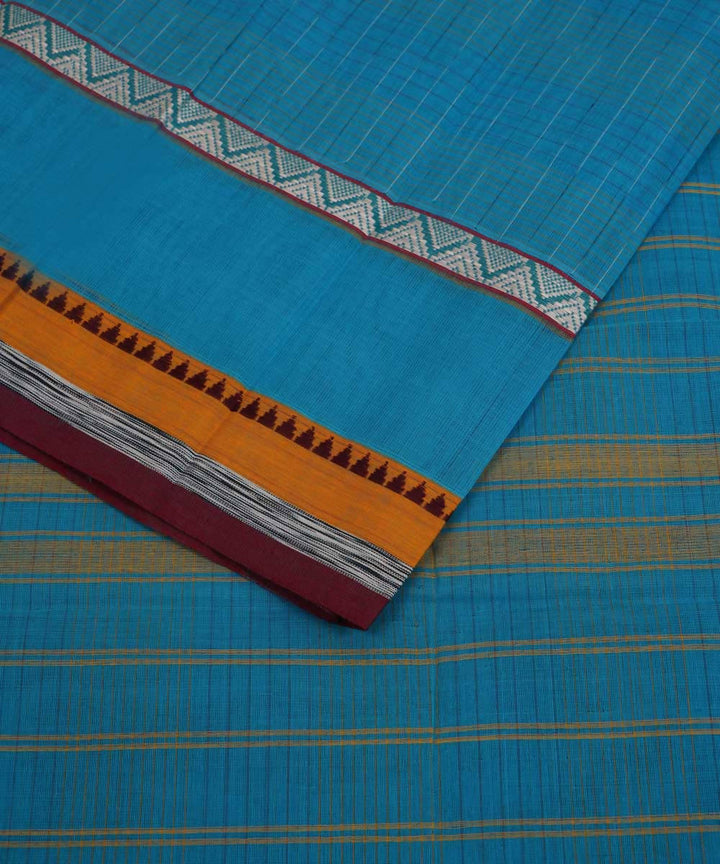 Light blue handwoven cotton narayanpet saree