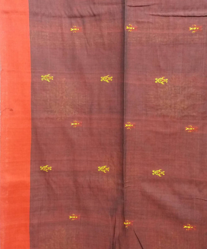 Black Red Handspun Handloom Cotton Saree