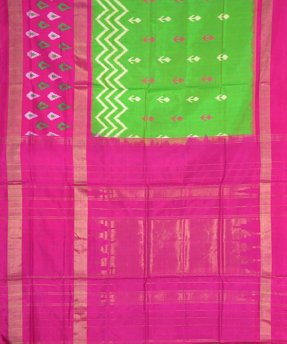 Parrot green handloom ikkat silk pochampally saree