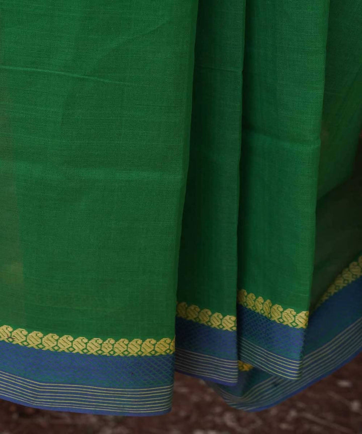 Bright Green Cotton Handwoven mangalagiri saree