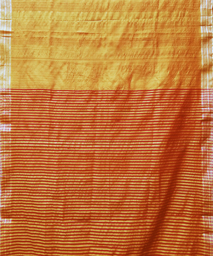 Yellow red handwoven silk baavanbuti saree