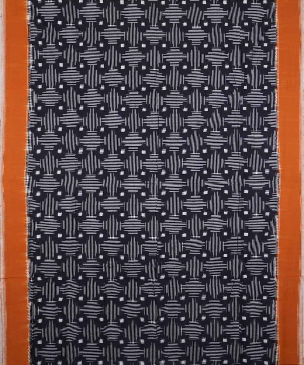 Black and mustard cotton handloom double ikat pochampally saree