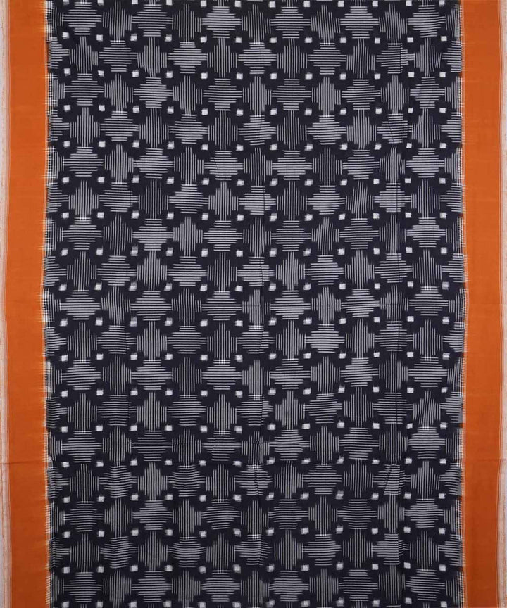 Black and mustard cotton handloom double ikat pochampally saree