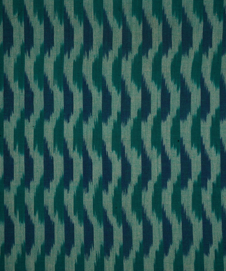 2.5m Green blue handwoven single ikat cotton pochampally kurta material