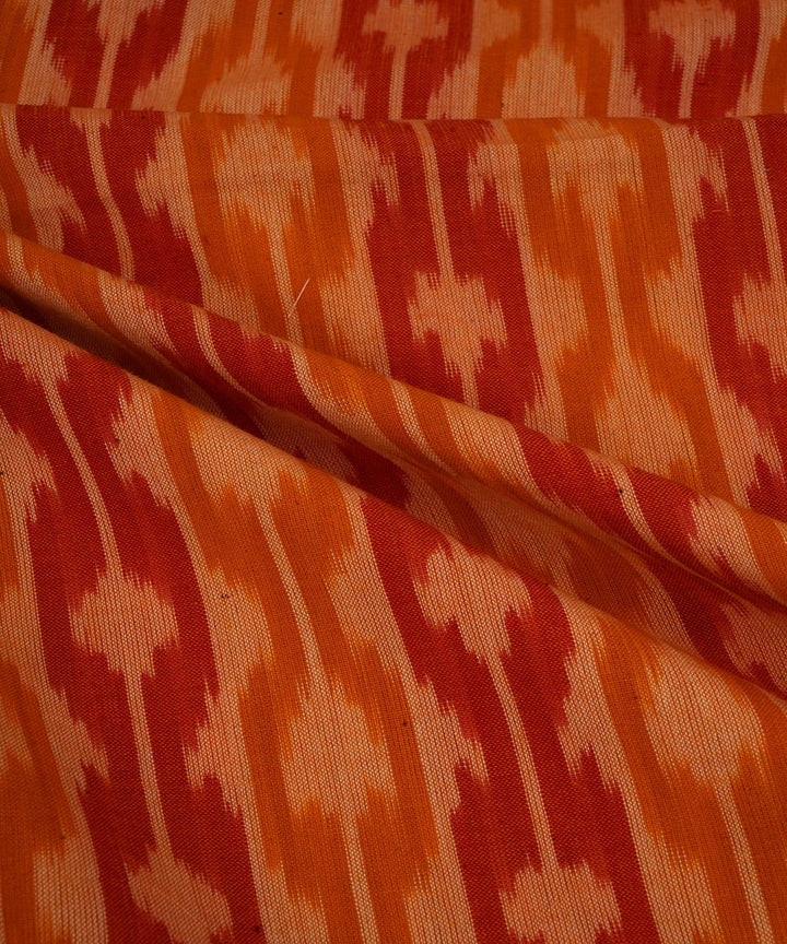 2.5m Orange red handwoven single ikat cotton pochampally kurta material