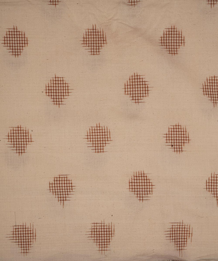 Light beige brown handwoven double ikat cotton pochampally fabric