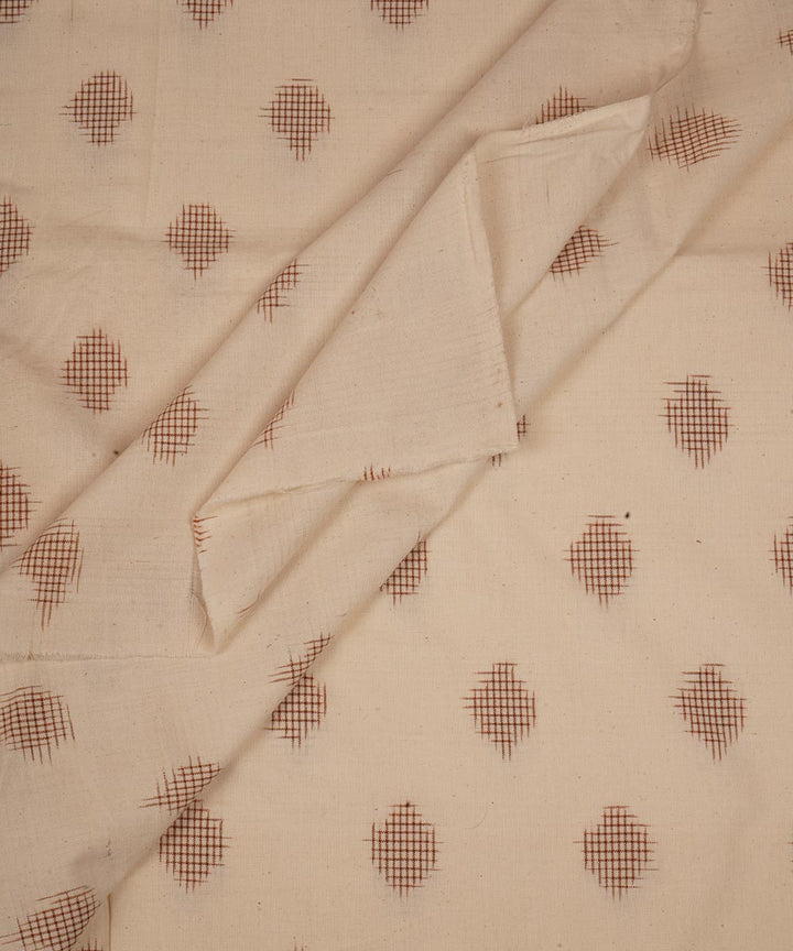 Light beige brown handwoven double ikat cotton pochampally fabric