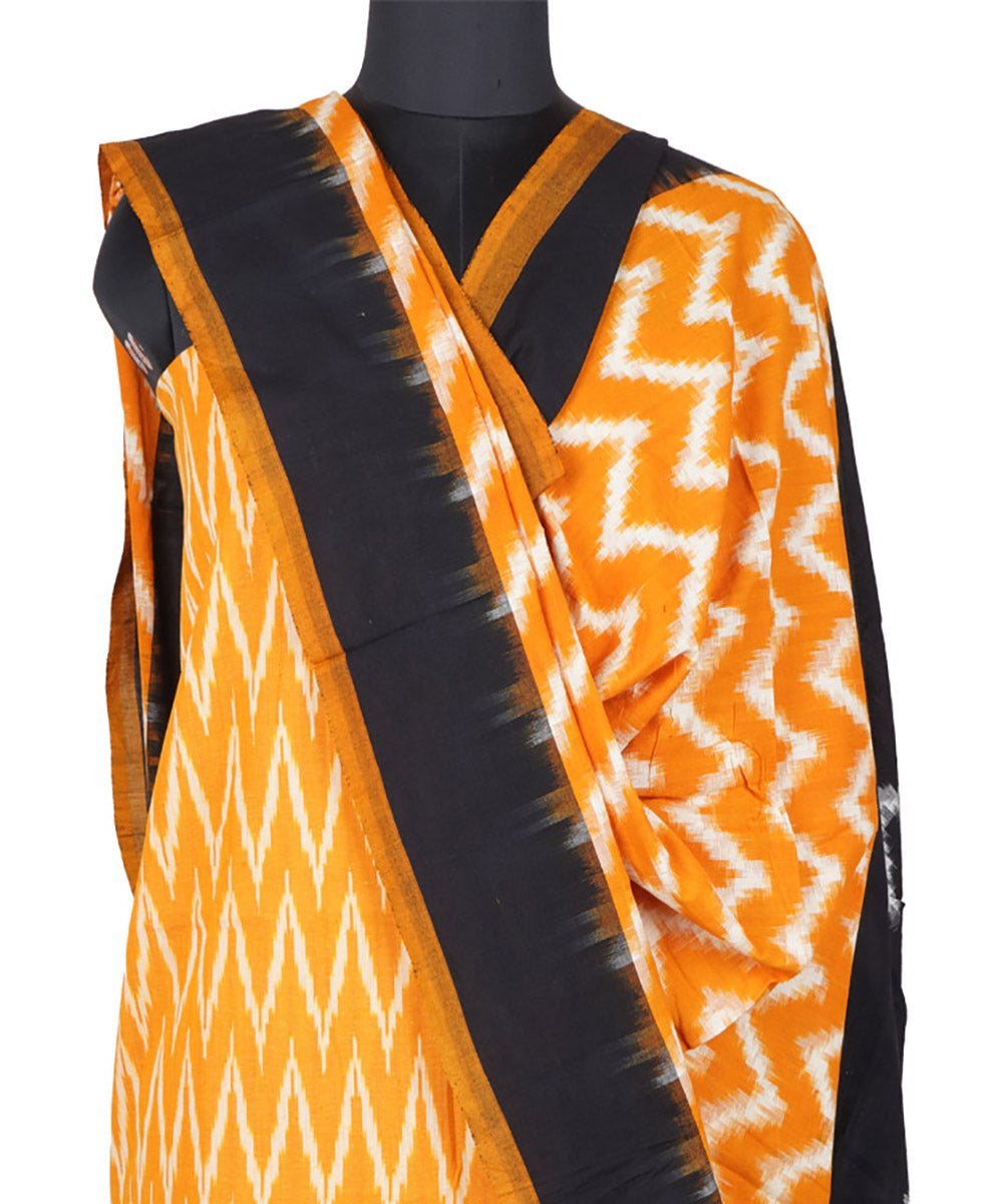 3pc yellow black handwoven cotton pochampally ikat dress material
