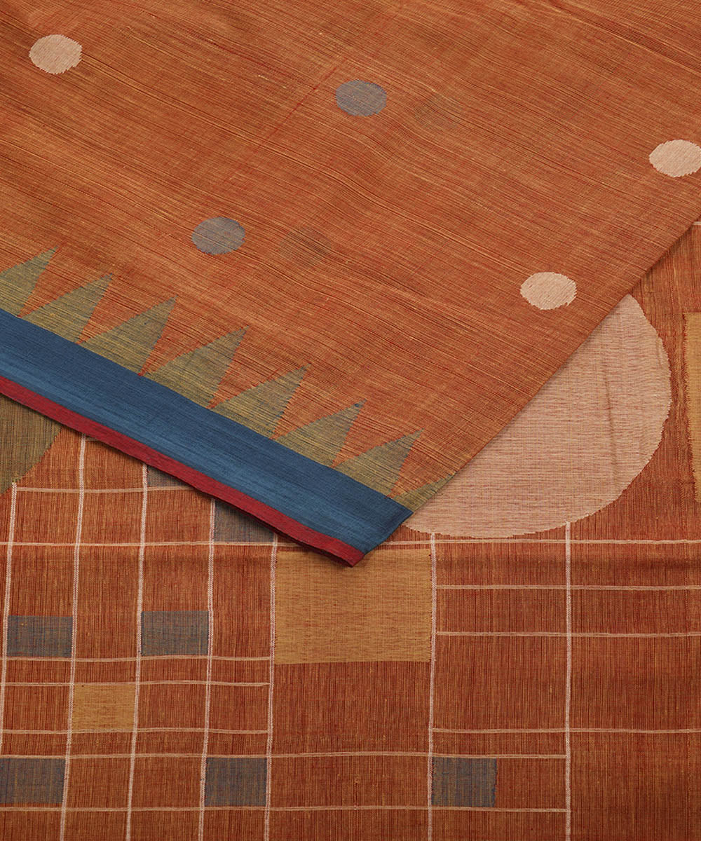 Pink - Handspun Handloom Natural Dyed Cotton Leaf Buti Srikakulam Jamdani Fabric 18