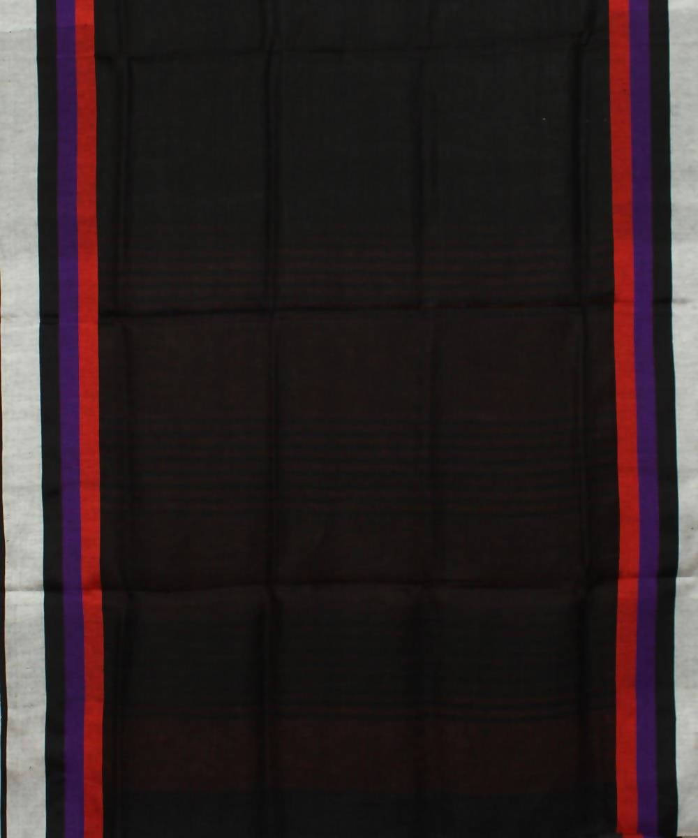 Black with Red Handwoven Linen Saree