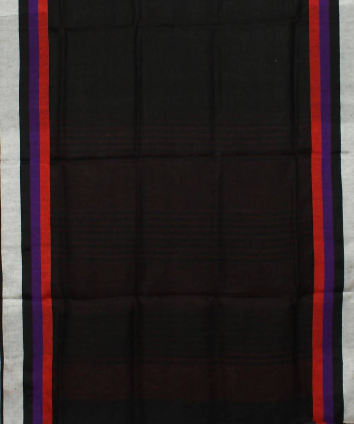 Black with Red Handwoven Linen Saree