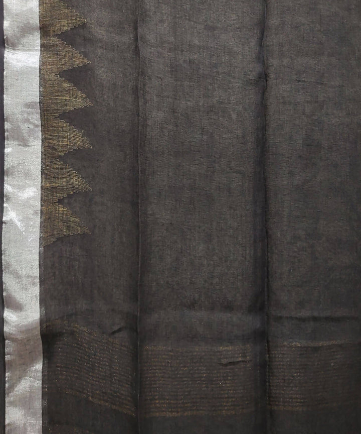 Black handwoven linen jamdani saree