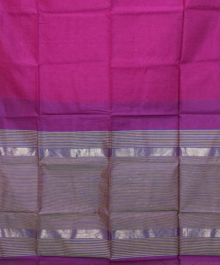 Pink grey handwoven cotton silk maheshwari saree