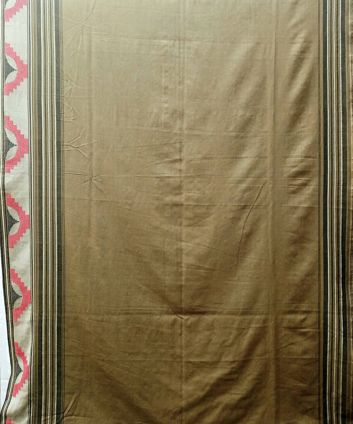 Mustard red handwoven cotton baavanvuti saree