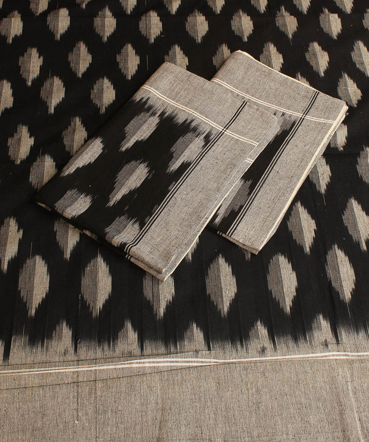Black and grey cotton handwoven pochampally ikat bedsheet