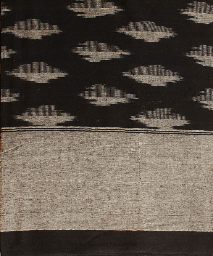 Black and grey cotton handwoven pochampally ikat bedsheet