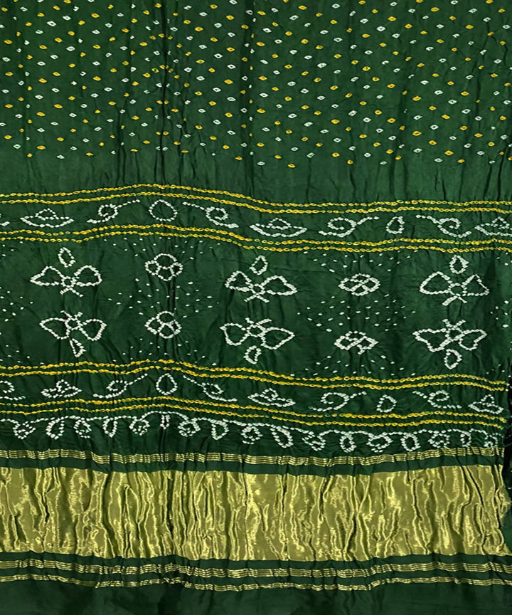 Green handcrafted tie dye bandhani silk saree