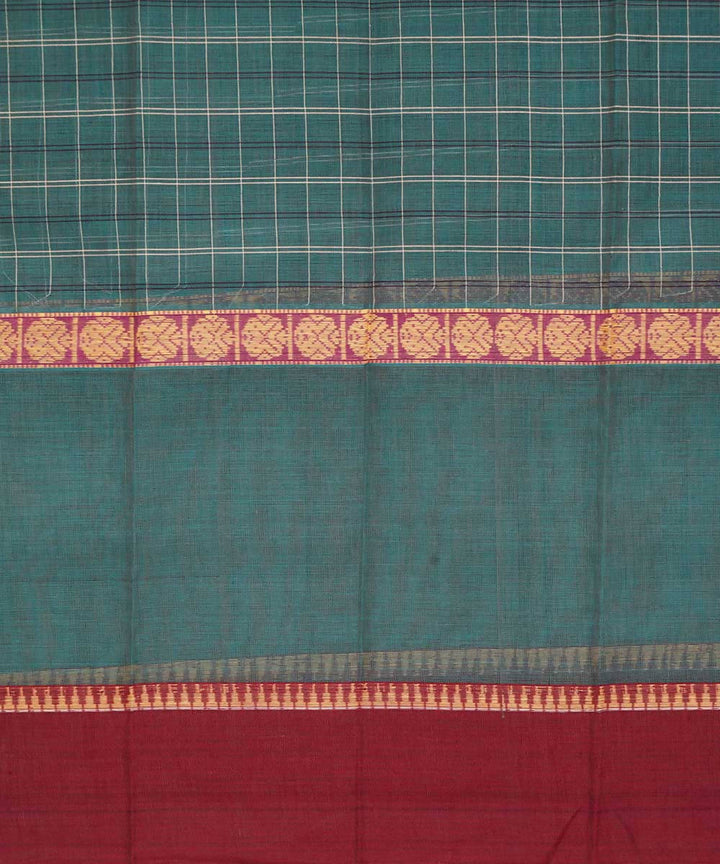 Pale cyan green handwoven cotton narayanpet saree