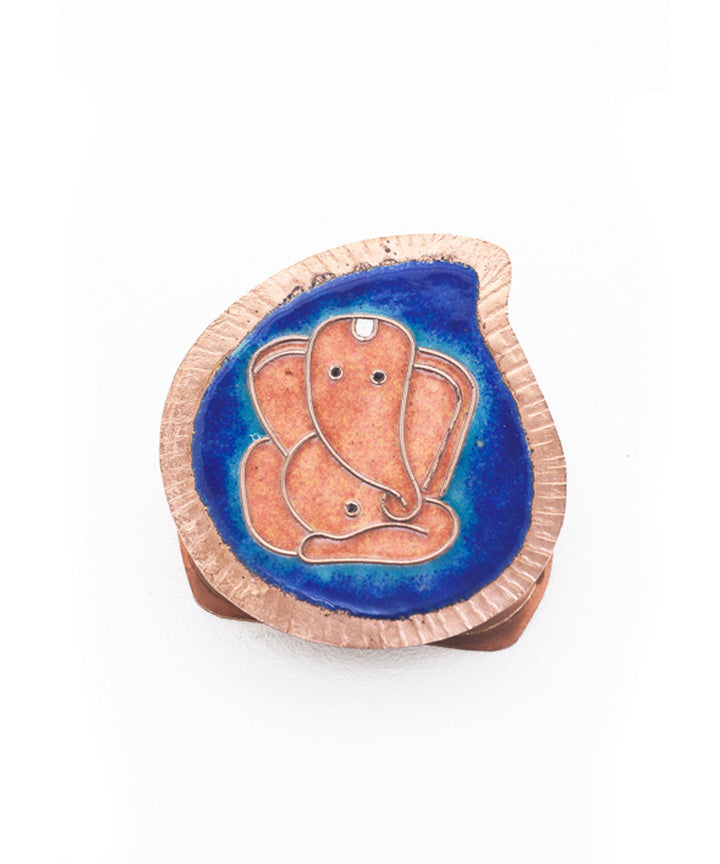 Blue handcrafted ganesha plate, kumkum and agarbatti holder set