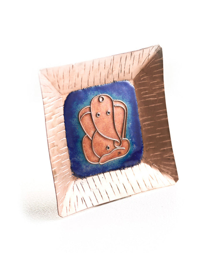 Blue handcrafted ganesha plate, kumkum and agarbatti holder set