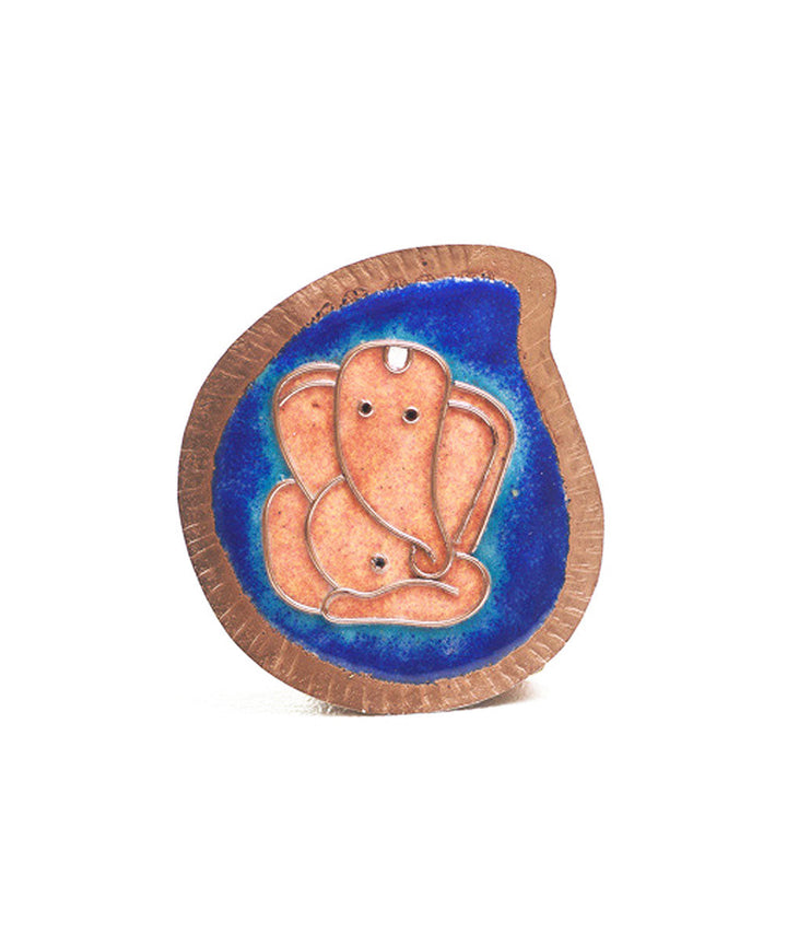 Blue handcrafted ganesha plate, kumkum and agarbatti holder set